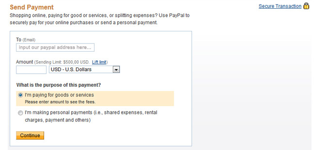 send payment by paypal